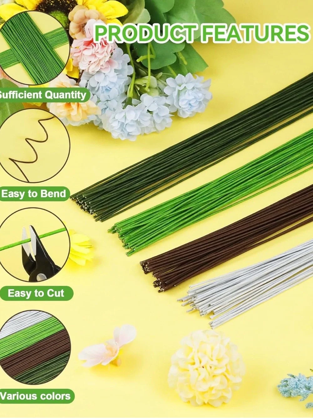NWT- 100 Piece Green Floral Wire Stems for Artificial Flower Making - Picture 3 of 3